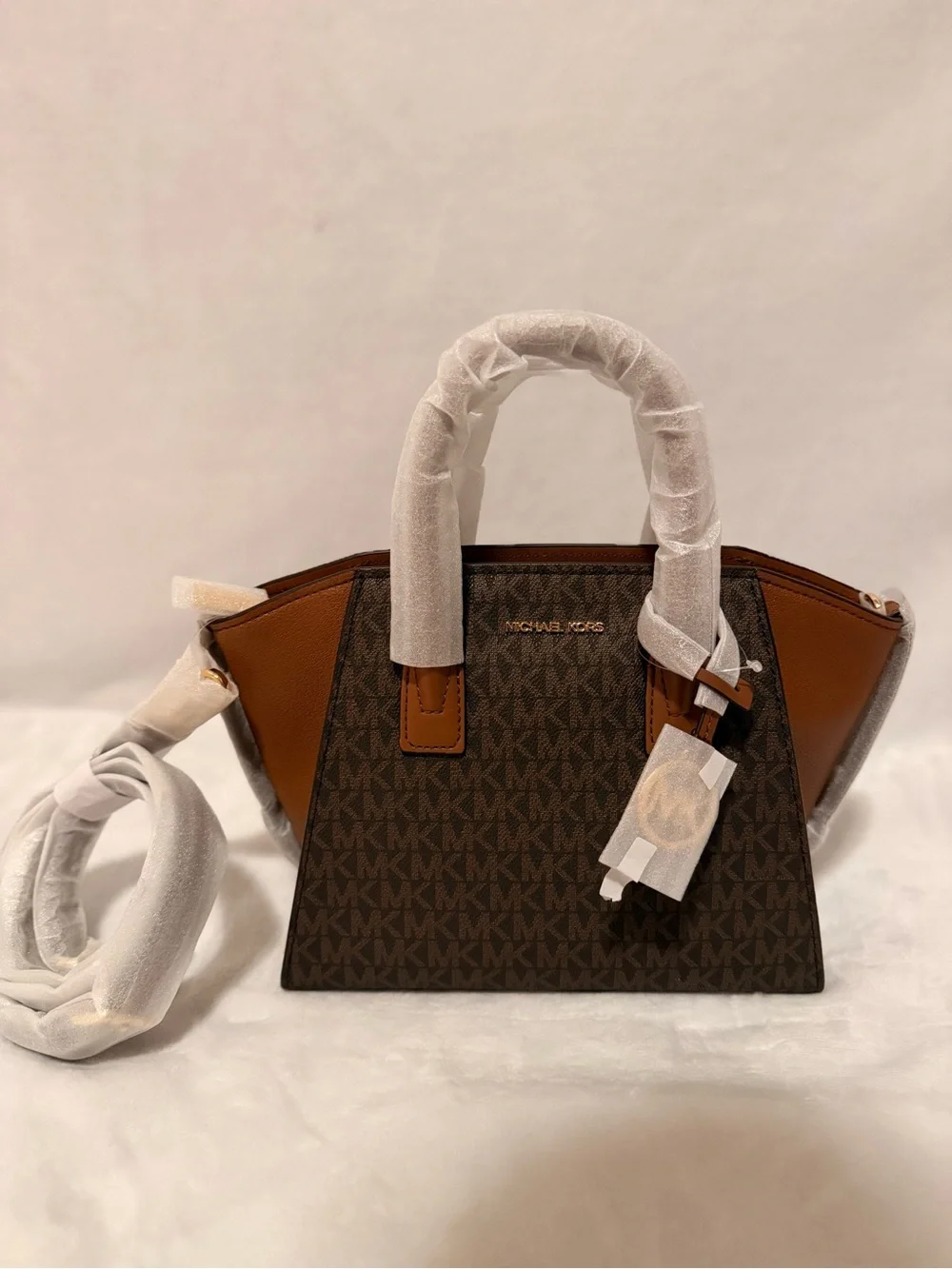 Michael Kors Avril Small Logo Top-Zip Satchel Brown